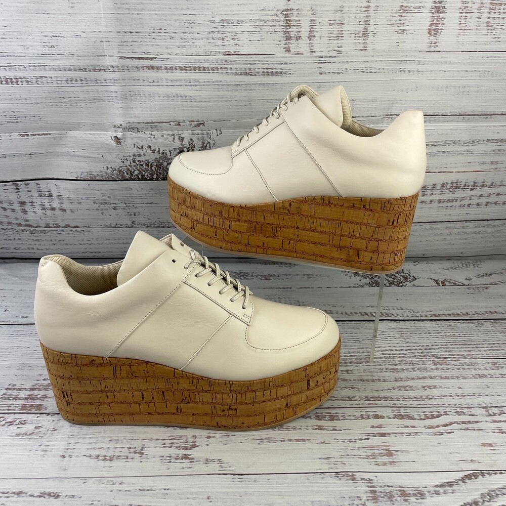 Jeffrey Campbell Merrill Women's 9.5 Platform Derby Shoes Off White